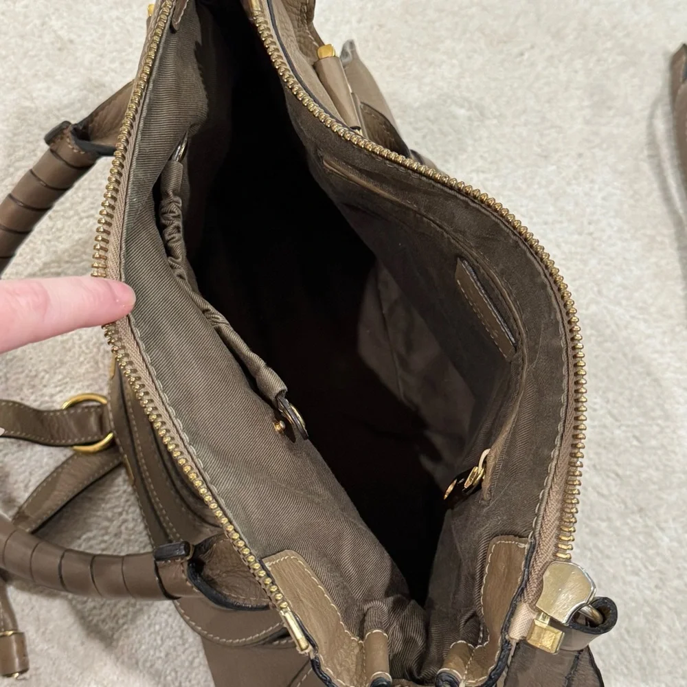 Chloe Medium Marcie double carry handbag purse in nut leather brown taupe - Picture 8 of 17